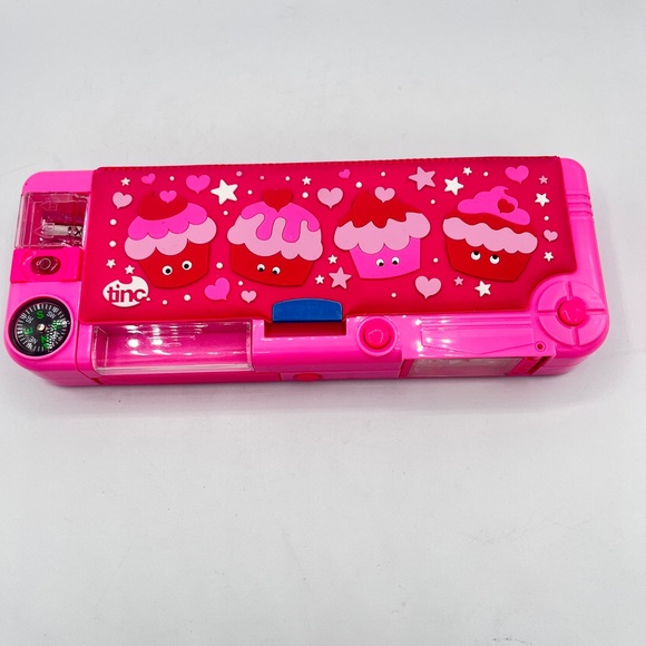 Tinc Mallo Character Pop Out Pencil Case Pink Pop Out Compartment push button - Picture 12 of 12